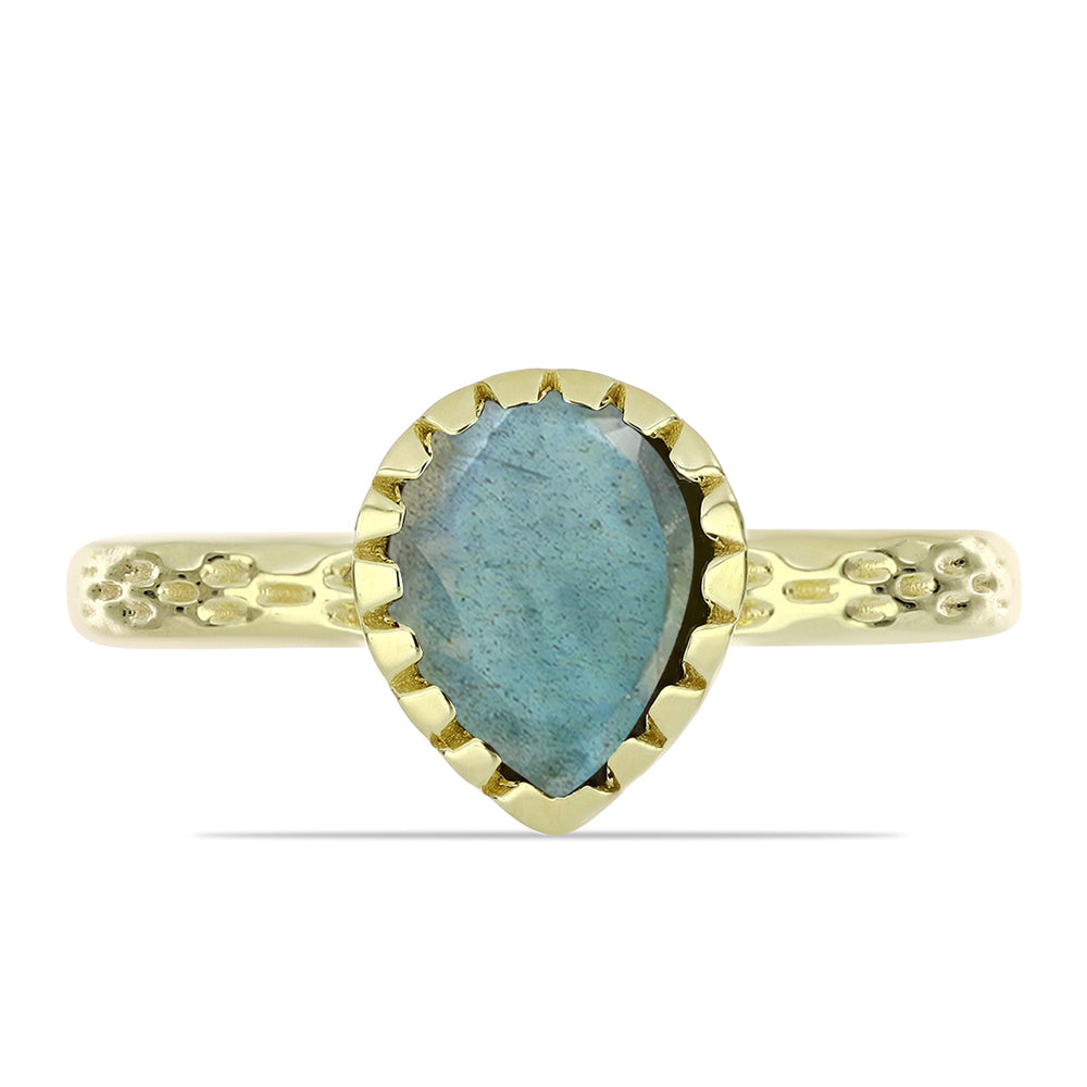 Anel de Prata com Banho de Ouro com Labradorite 1 