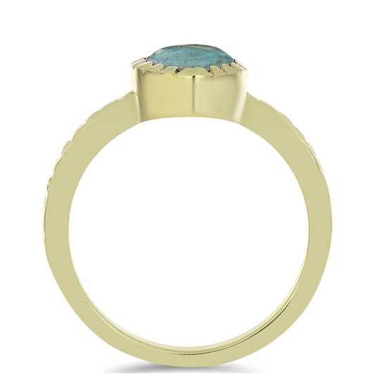 Anel de Prata com Banho de Ouro com Labradorite