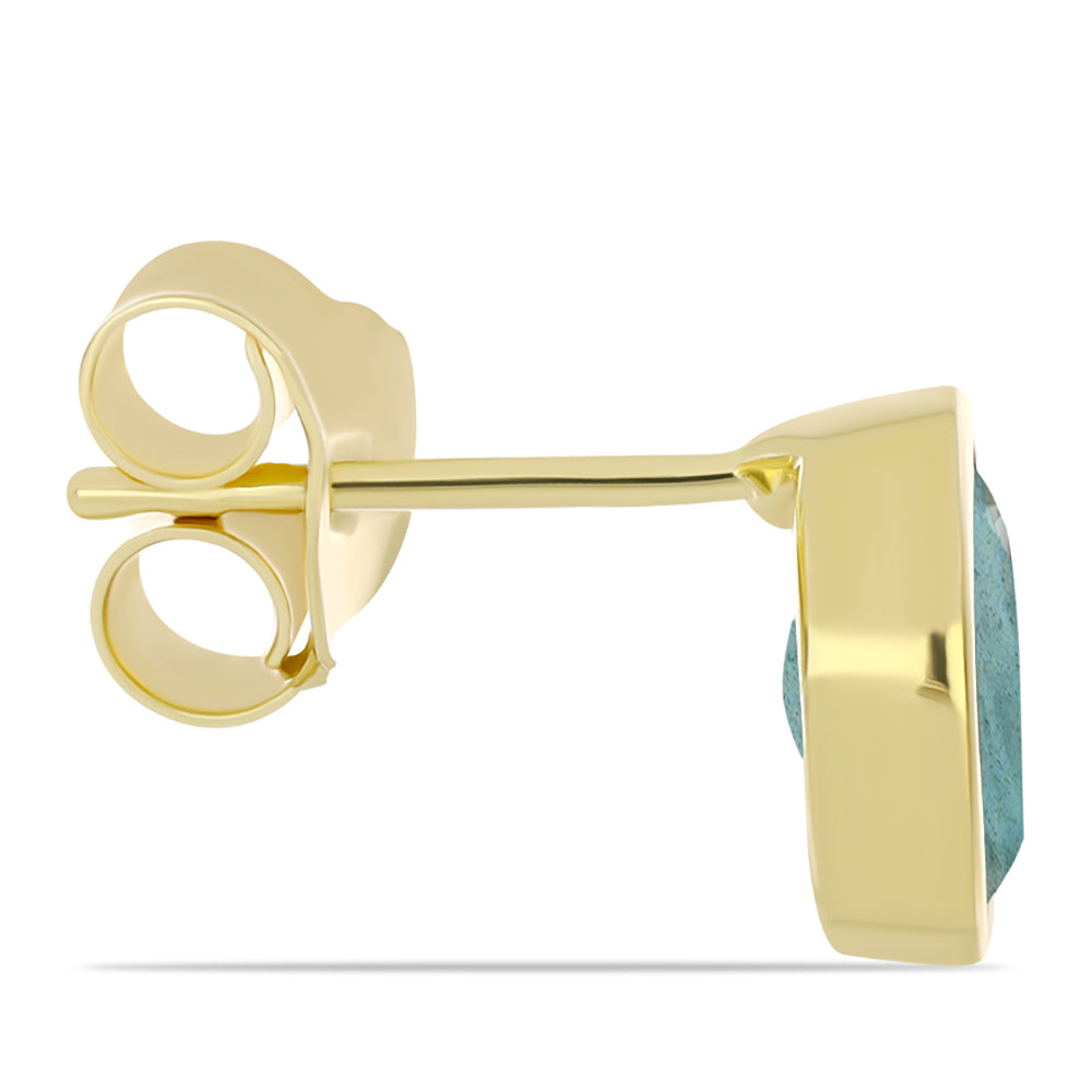 Brincos de Prata com Banho de Ouro com Labradorite