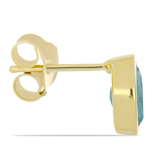 Brincos de Prata com Banho de Ouro com Labradorite