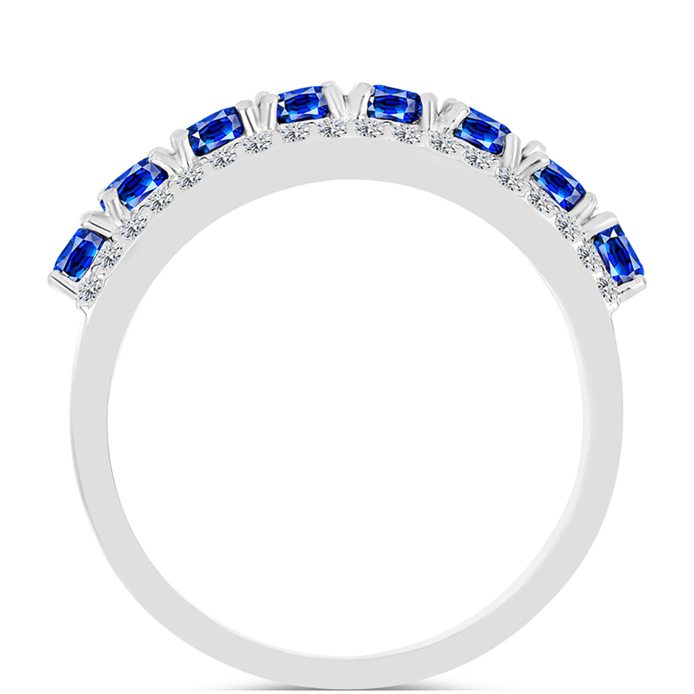 Anel de Prata com Safira Azul Australiana e Topázio Branco 2 