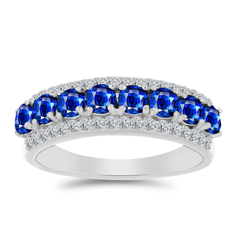 Anel de Prata com Safira Azul Australiana e Topázio Branco 3 