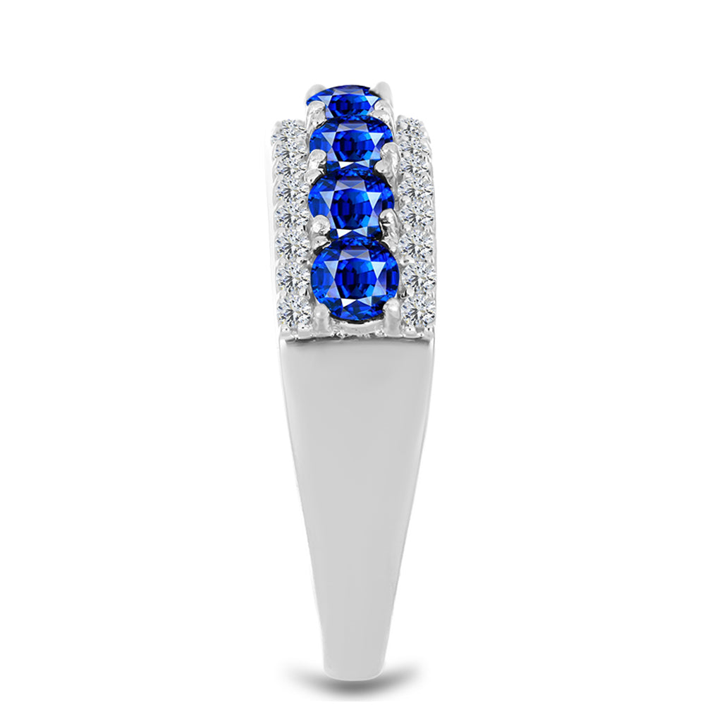 Anel de Prata com Safira Azul Australiana e Topázio Branco 4 