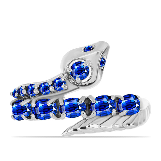 Anel de Prata com Safira Azul Australiana  Contraste: Cabeca de Veado (800)