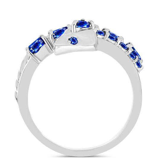 Anel de Prata com Safira Azul Australiana  Contraste: Cabeca de Veado (800)
