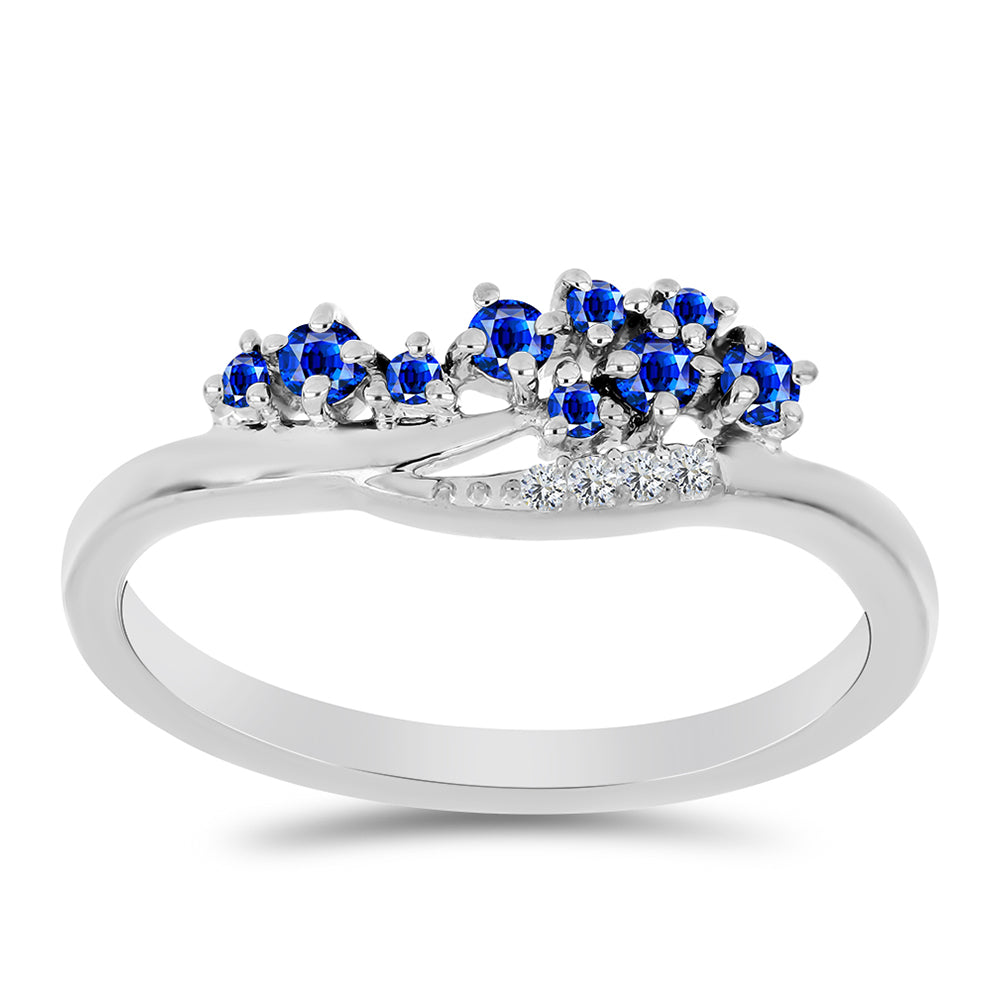 Anel de Prata com Safira Azul Australiana e Topázio Branco