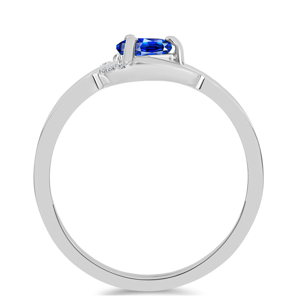 Anel de Prata com Safira Azul Australiana e Topázio Branco 2 