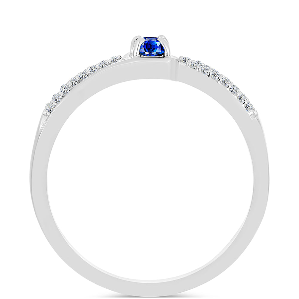 Anel de Prata com Safira Azul Australiana e Topázio Branco 2 