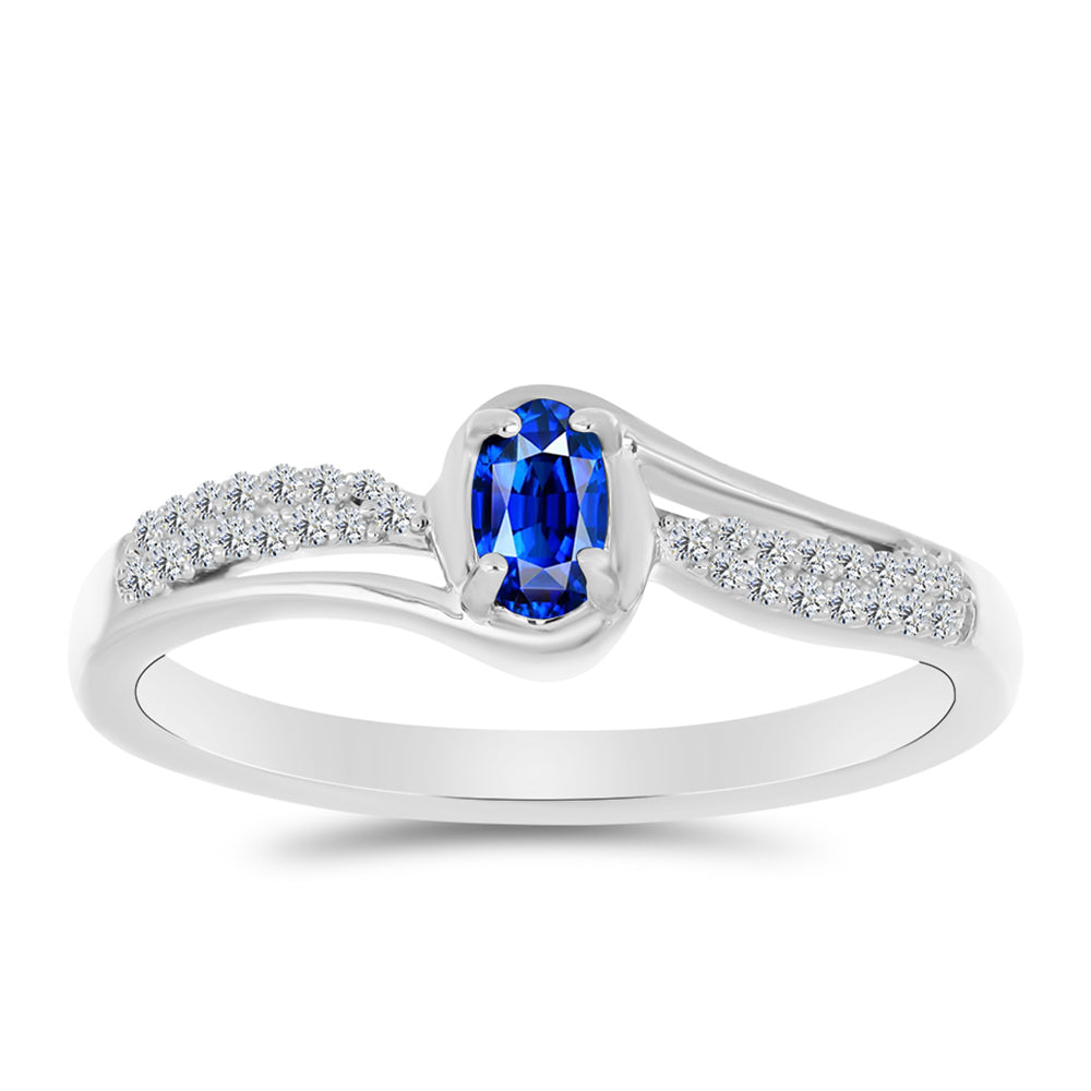 Anel de Prata com Safira Azul Australiana e Topázio Branco 3 