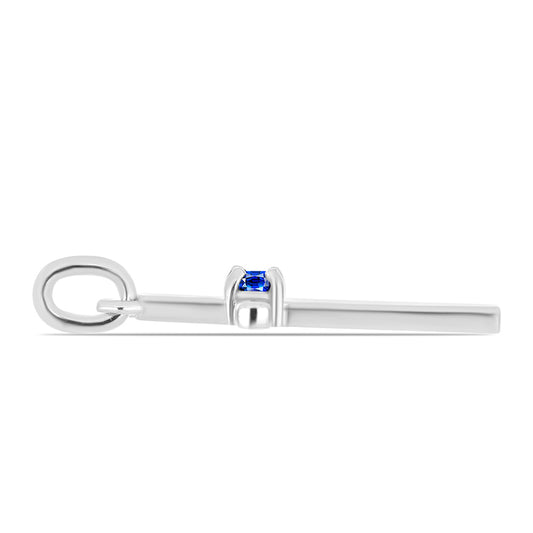Cruz Pendente de Prata com Safira Azul Australiana