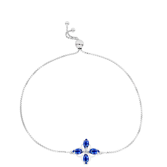 Pulseira de Prata com Safira Azul Australiana e Topázio Branco  Contraste: Cabeca de Veado (800)