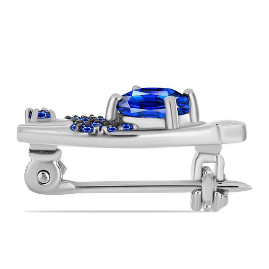 Alfinete de Prata com Safira Azul Australiana