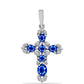 Cruz Pendente de Prata com Safira Azul Australiana e Topázio Branco