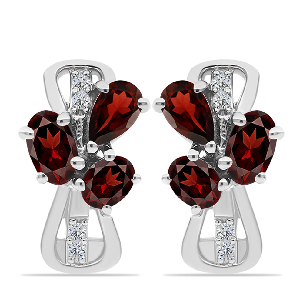 Brincos de Prata com Granada de Barton e Topázio Branco 1 
