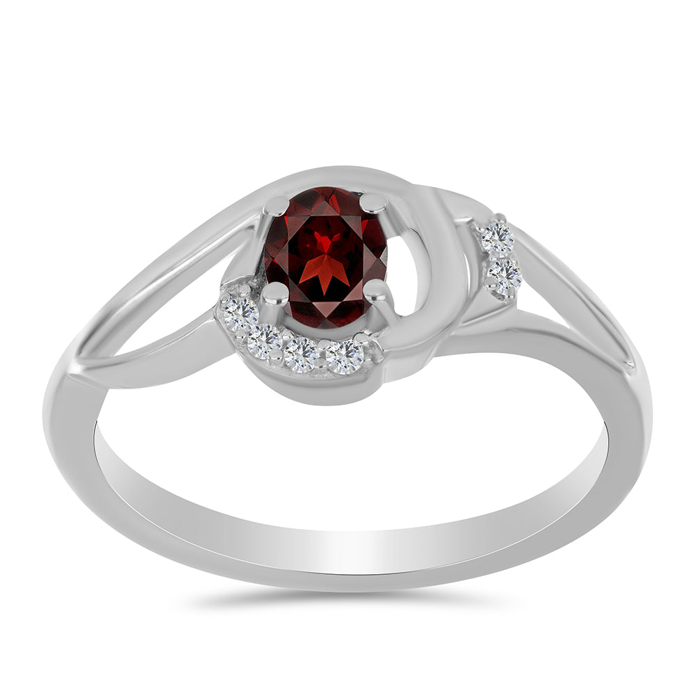 Anel de Prata com Granada de Barton e Topázio Branco 3 