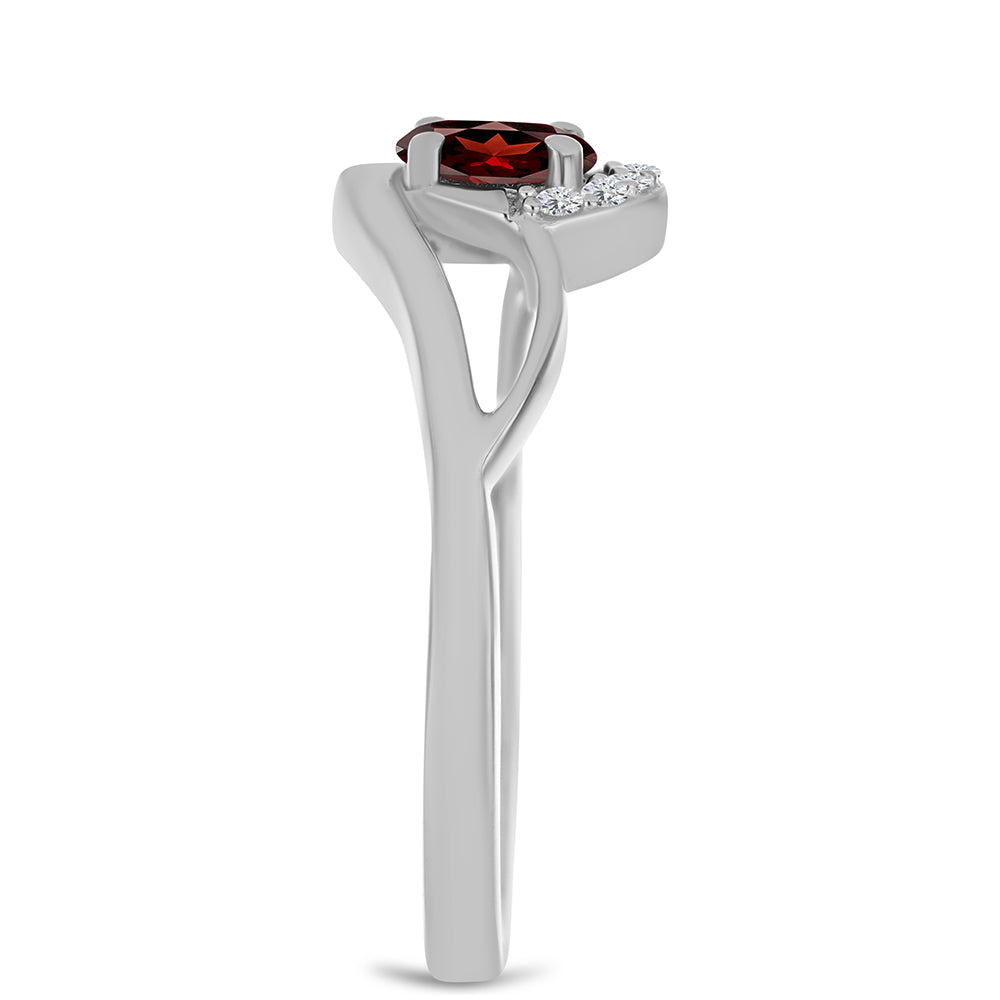 Anel de Prata com Granada de Barton e Topázio Branco