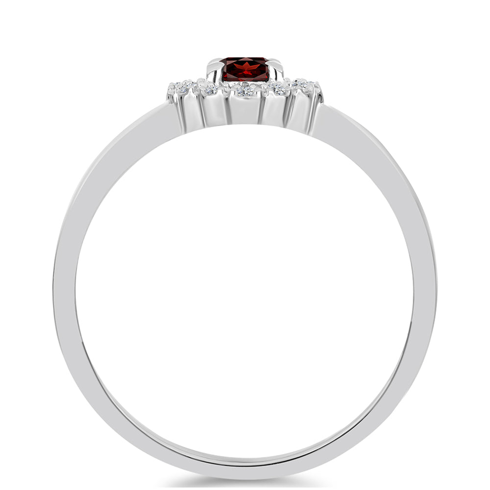 Anel de Prata com Granada de Barton e Topázio Branco