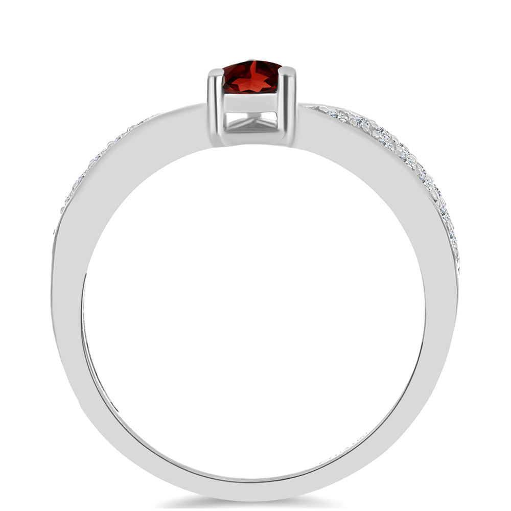 Anel de Prata com Granada de Barton e Topázio Branco 2 