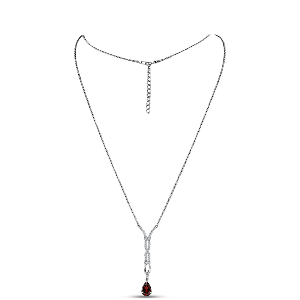 Colar de Prata com Granada de Barton e Topázio Branco  Contraste: Cabeca de Veado (800)