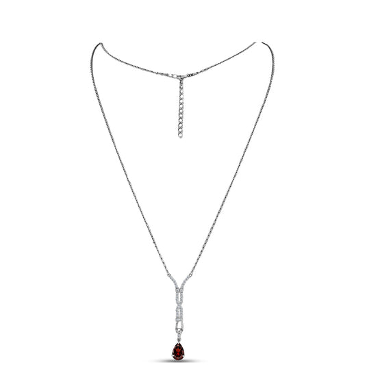 Colar de Prata com Granada de Barton e Topázio Branco  Contraste: Cabeca de Veado (800)