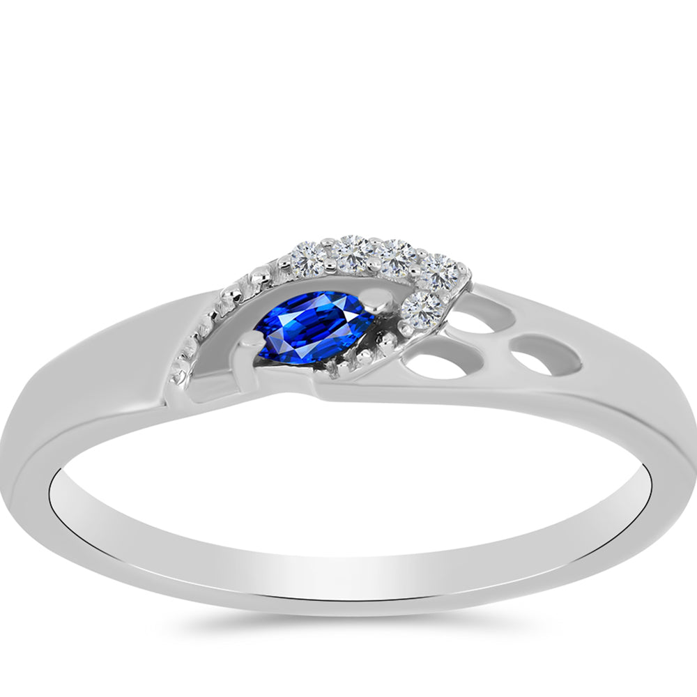 Anel de Prata com Safira Azul Australiana e Topázio Branco 3 