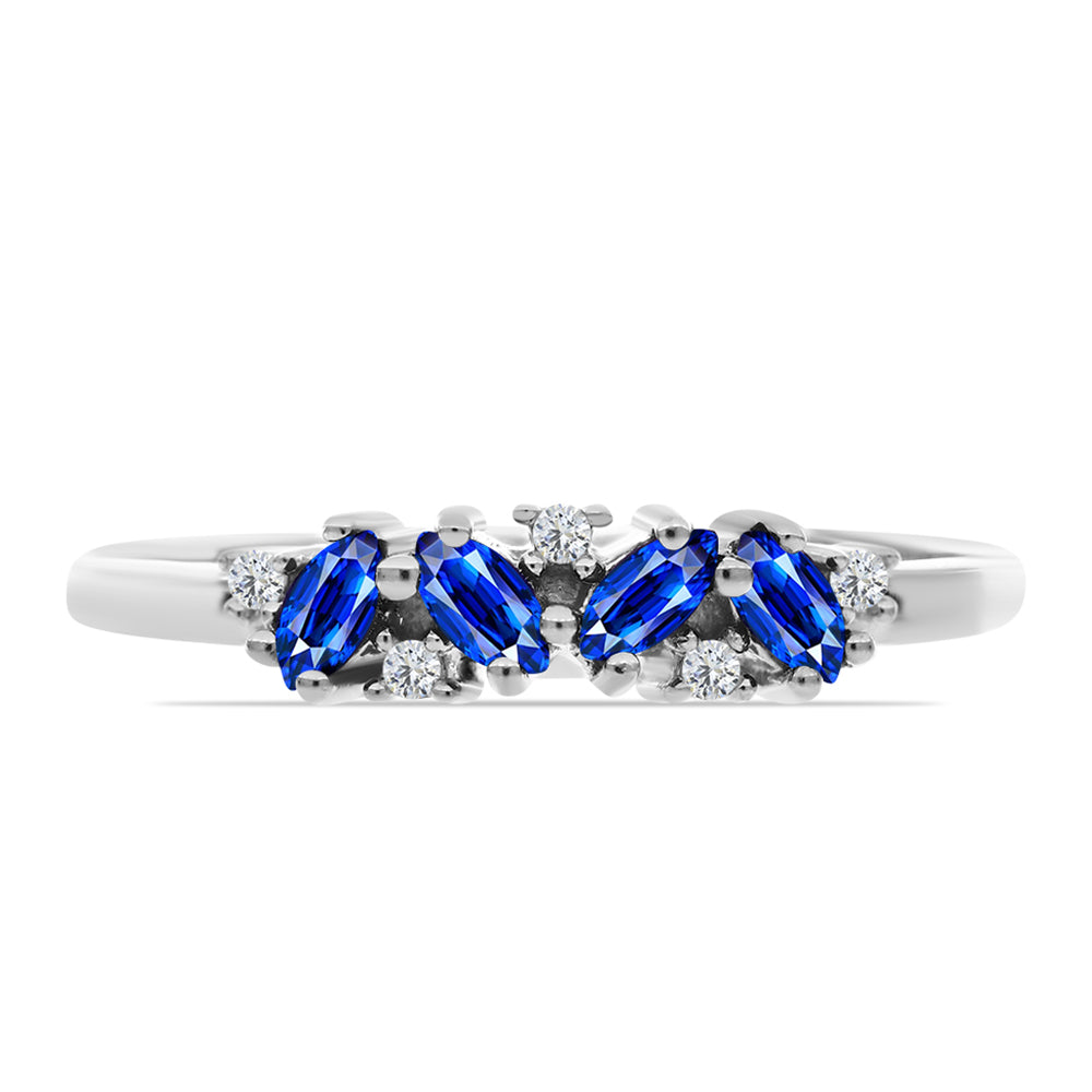 Anel de Prata com Safira Azul Australiana e Topázio Branco