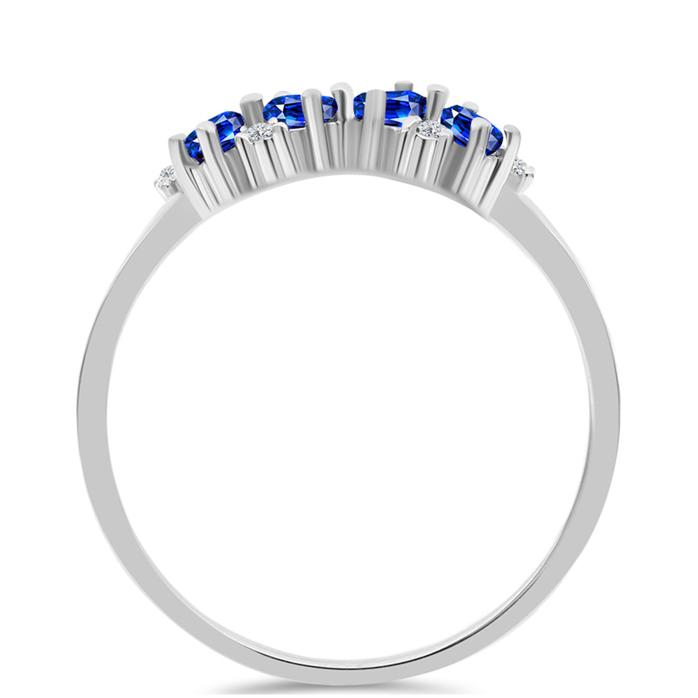 Anel de Prata com Safira Azul Australiana e Topázio Branco 2 
