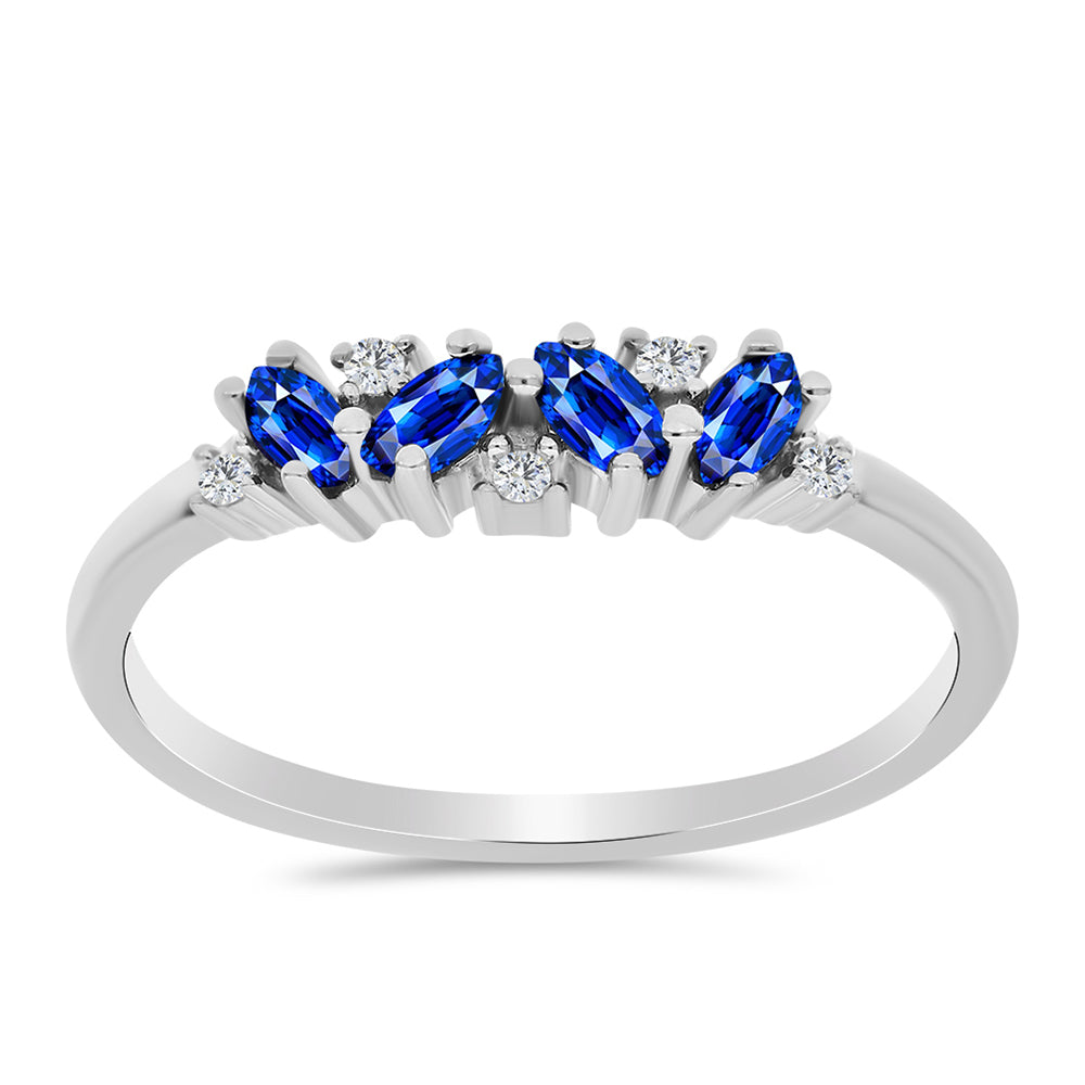 Anel de Prata com Safira Azul Australiana e Topázio Branco