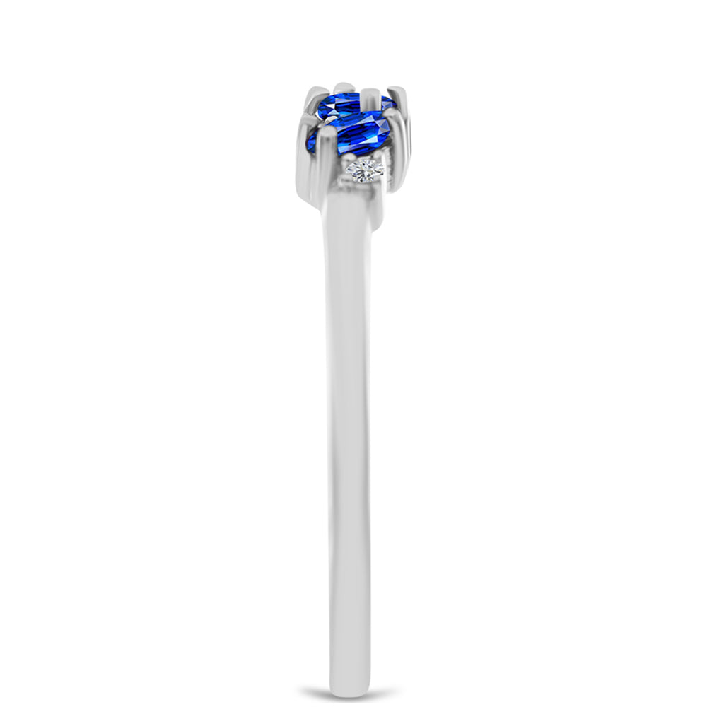 Anel de Prata com Safira Azul Australiana e Topázio Branco