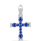 Cruz Pendente de Prata com Safira Azul Australiana e Topázio Branco