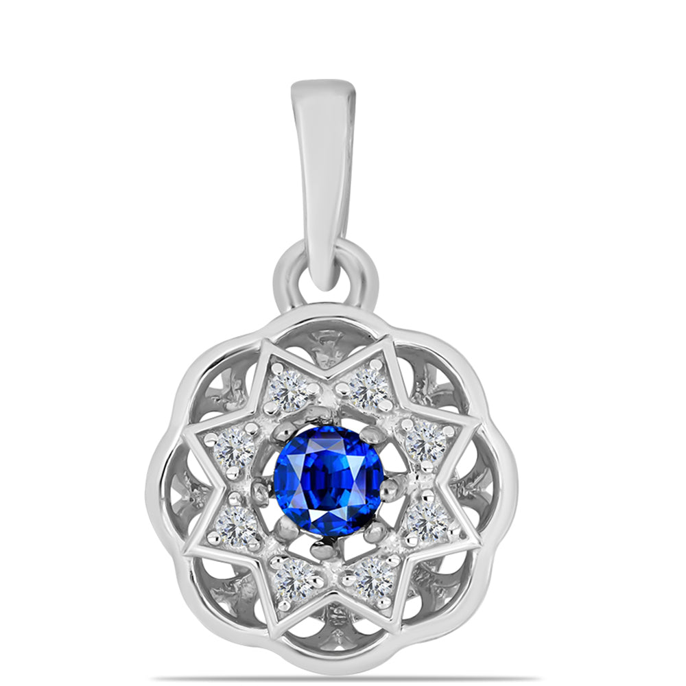 Pendente de Prata com Safira Azul Australiana e Topázio Branco 1 