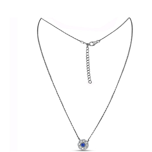 Colar de Prata com Safira Azul Australiana e Topázio Branco  Contraste: Cabeca de Veado (800)