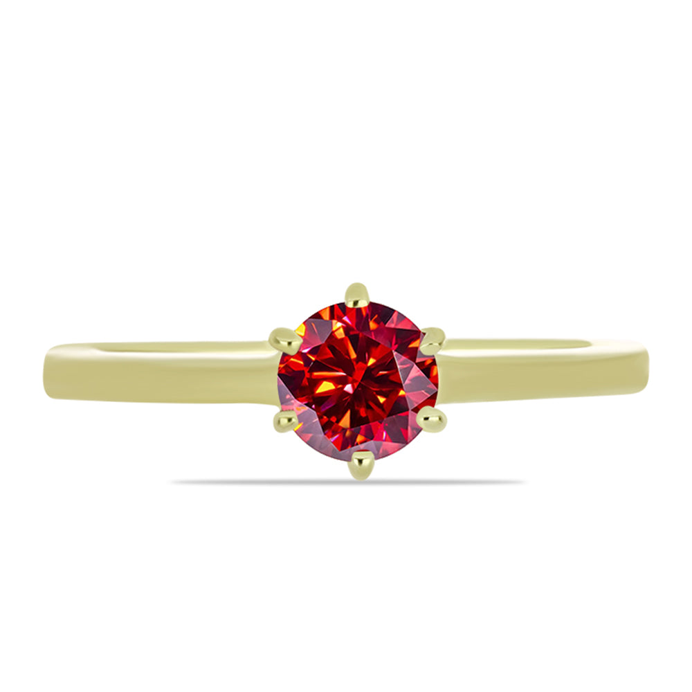 Anel de Prata com Banho de Ouro com Moissanite Vermelho Majestoso 1 