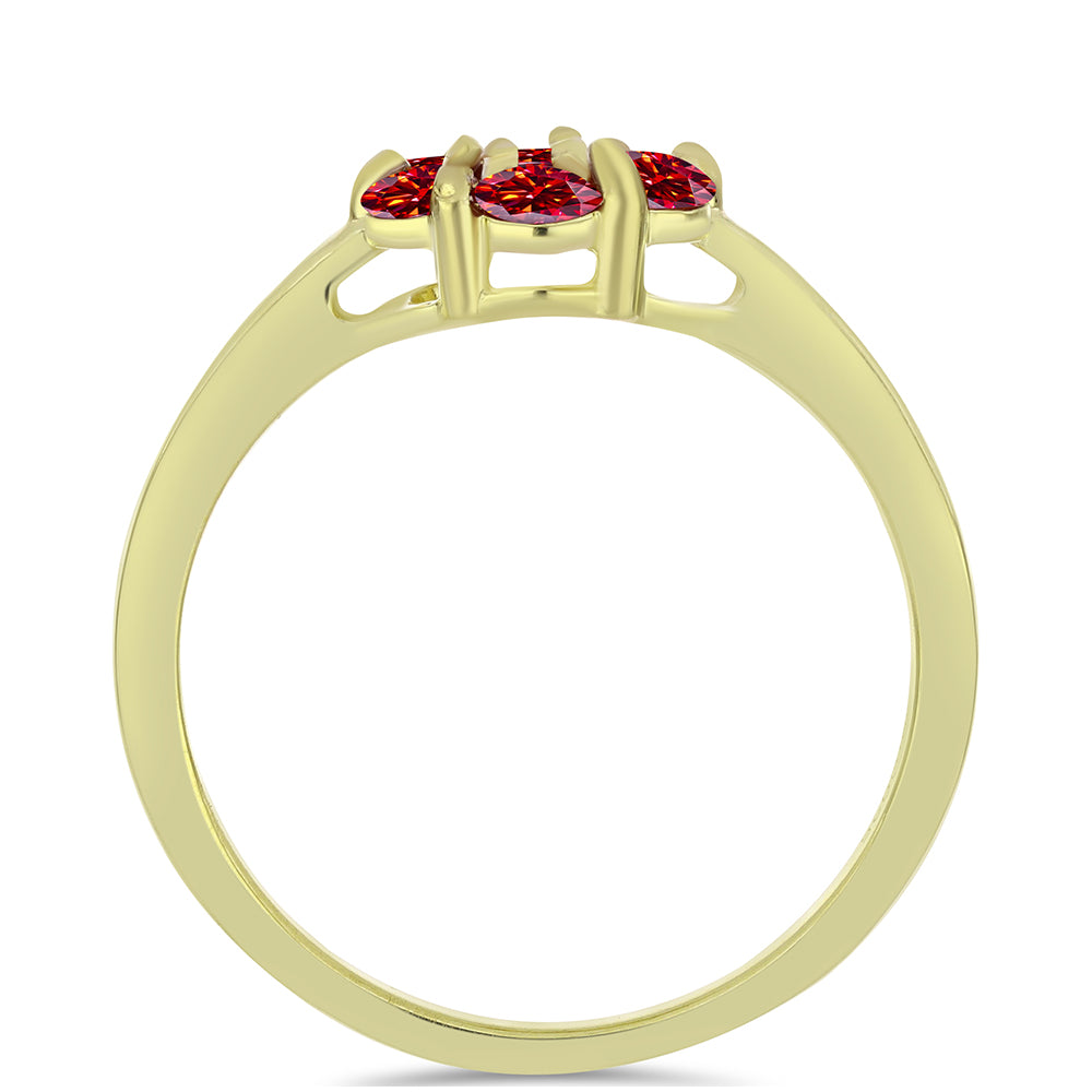 Anel de Prata com Banho de Ouro com Moissanite Vermelho Majestoso 2 