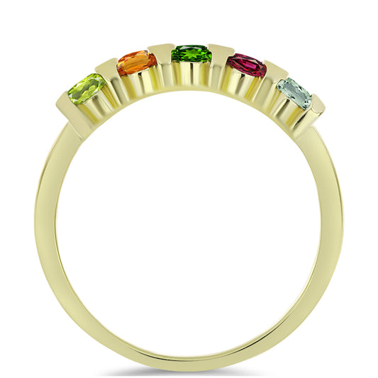 Anel de Prata com Banho de Ouro com Turmalina Chakra