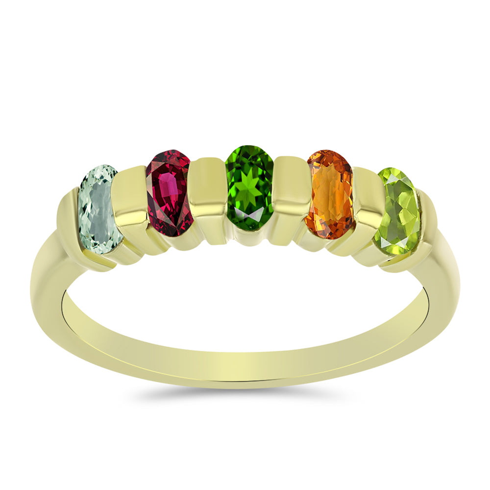 Anel de Prata com Banho de Ouro com Turmalina Chakra 3 