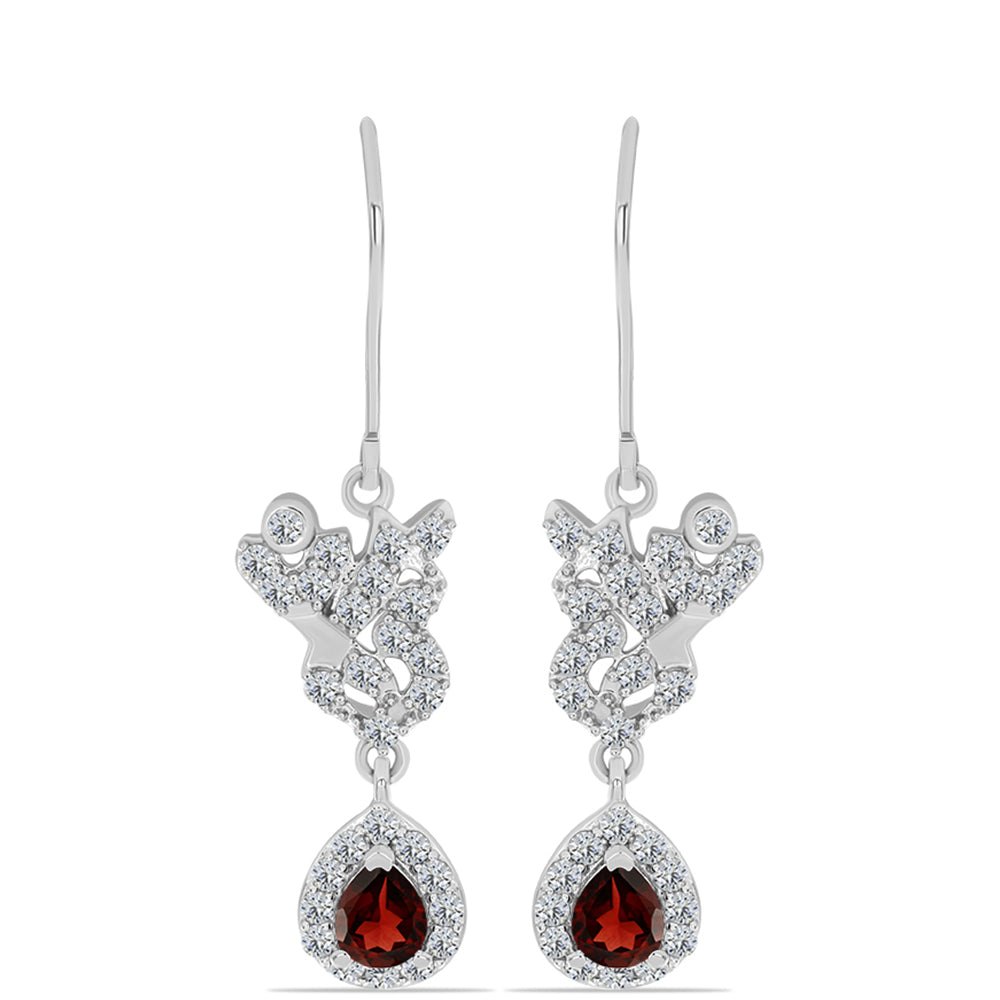 Brincos de Prata com Granada de Barton e Topázio Branco 1 