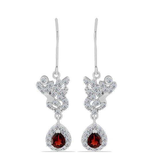 Brincos de Prata com Granada de Barton e Topázio Branco