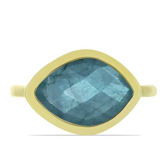 Anel de Prata com Banho de Ouro com Labradorite