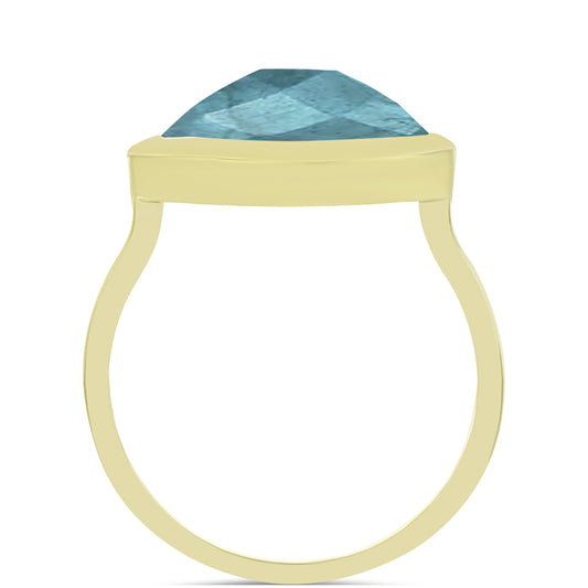 Anel de Prata com Banho de Ouro com Labradorite