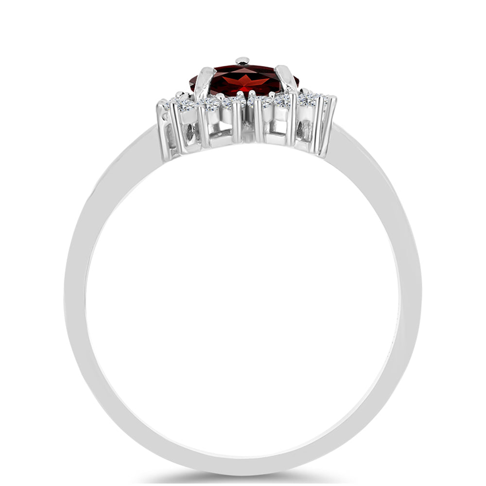 Anel de Prata com Granada de Barton e Topázio Branco