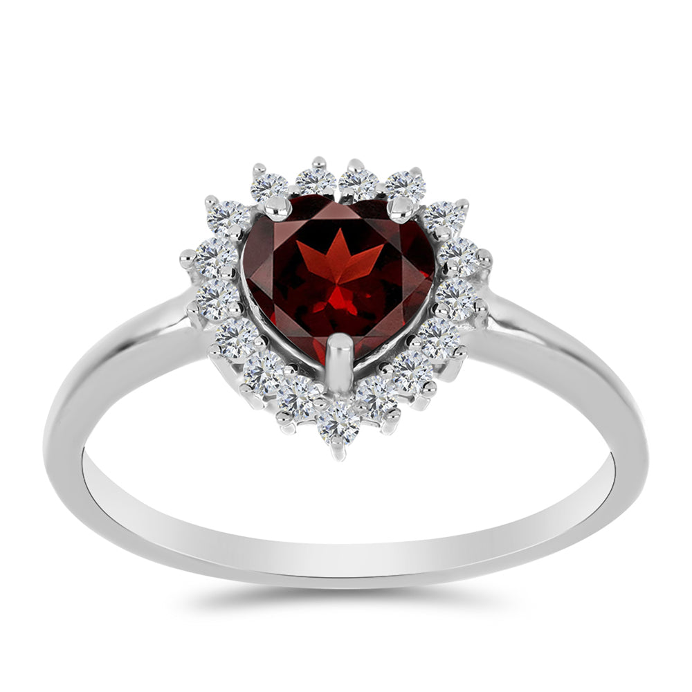 Anel de Prata com Granada de Barton e Topázio Branco 3 