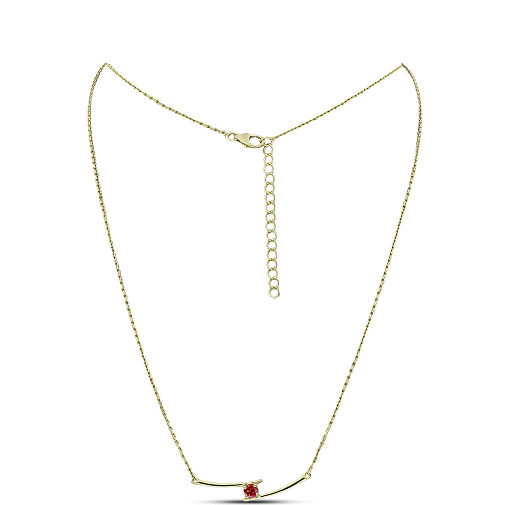 Colar de Prata com Banho de Ouro com Moissanite Vermelho Majestoso  Contraste: Cabeca de Veado (800) 1 