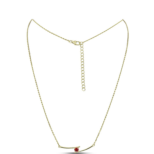 Colar de Prata com Banho de Ouro com Moissanite Vermelho Majestoso  Contraste: Cabeca de Veado (800)