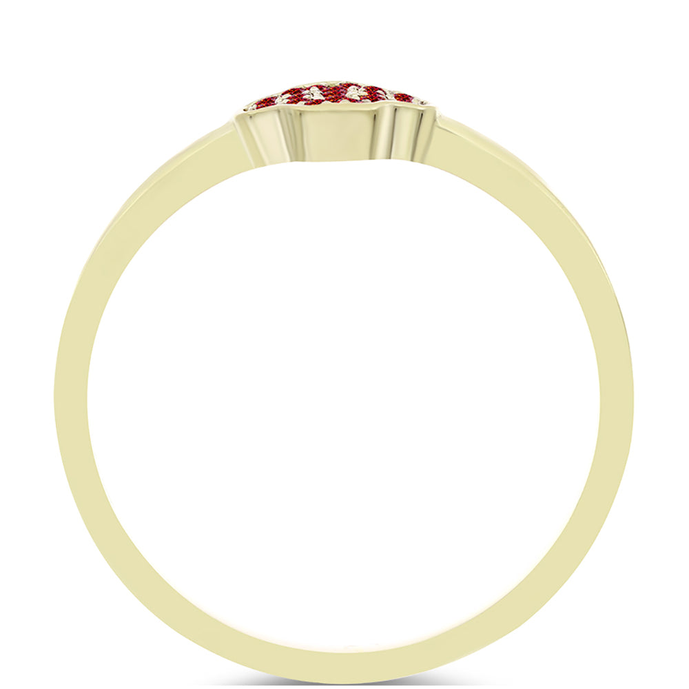 Anel de Prata com Banho de Ouro com Moissanite Vermelho Majestoso 2 