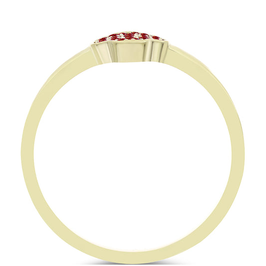 Anel de Prata com Banho de Ouro com Moissanite Vermelho Majestoso