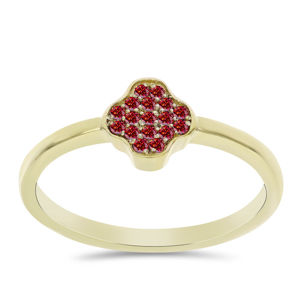 Anel de Prata com Banho de Ouro com Moissanite Vermelho Majestoso 3 