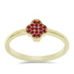 Anel de Prata com Banho de Ouro com Moissanite Vermelho Majestoso