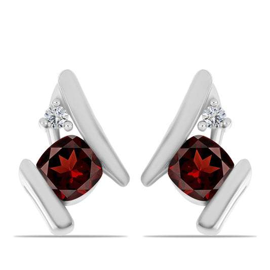 Brincos de Prata com Granada de Barton e Topázio Branco