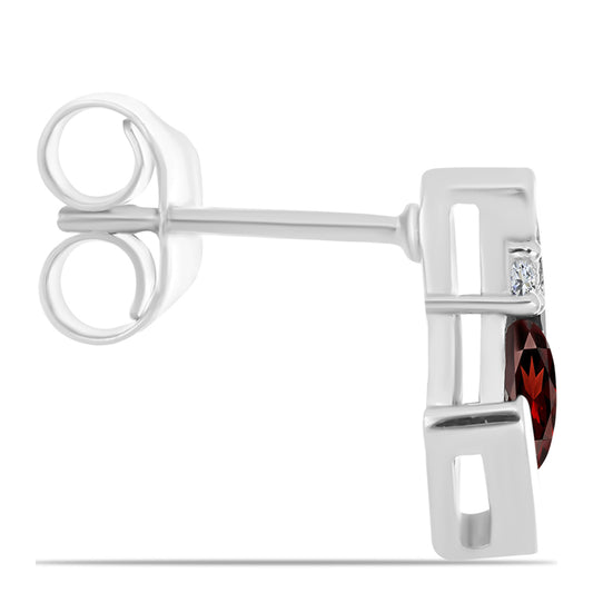 Brincos de Prata com Granada de Barton e Topázio Branco